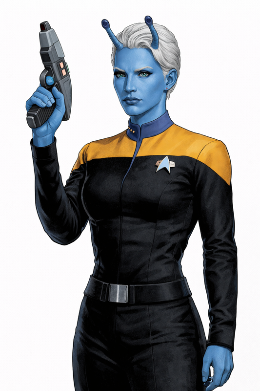 Chat GPT Star Trek Andorian Security female lieutenant