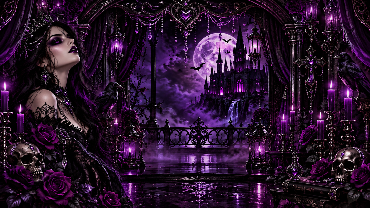 Purple and black gothic ladies artwork