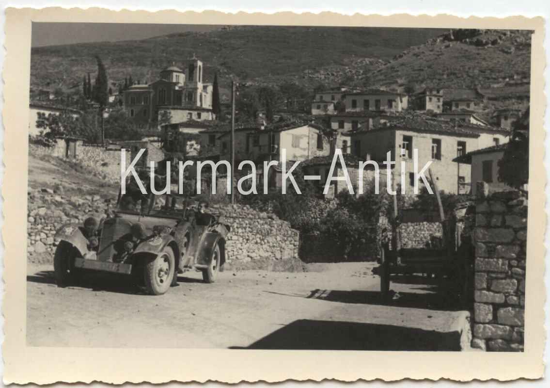 Foto Wehrmacht Griechenland Grenze PKW Kübel jeep Emblem Wappen