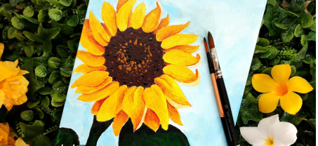 Easy Flower Painting Tutorial for Beginners- How to paint Sunflowers using Acrylic Paints on Canvas