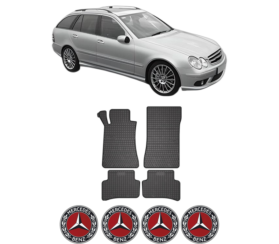 Set covorase presuri MERCEDES-BENZ C-CLASS T-Model (S203) din 2001-2007, auto, din cauciuc thermoplastic, 4 Stickere auto cu MERCEDES-BENZ