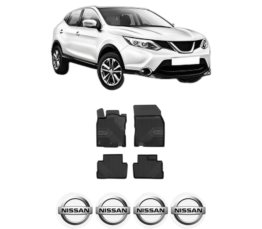 Set covorase presuri NISSAN QASHQAI II (J11, J11_) din 2013-2020, auto, din cauciuc thermoplastic, 4 Stickere auto cu NISSAN