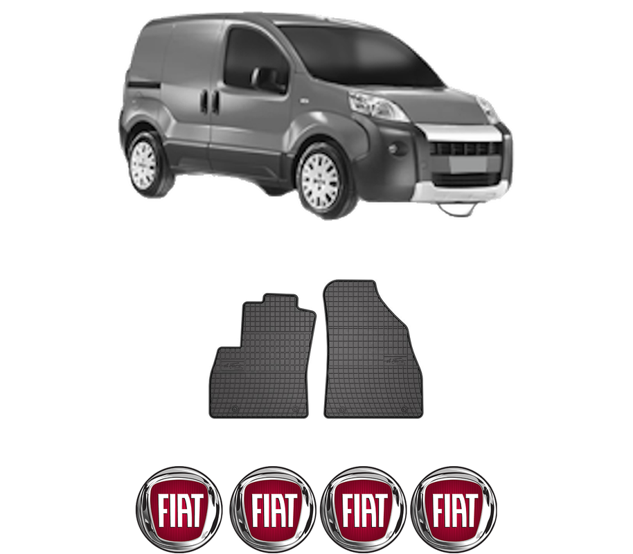 Set covorase presuri FIAT FIORINO MPV (225_) din 2007-2014, auto, din cauciuc thermoplastic, 4 Stickere auto cu FIAT