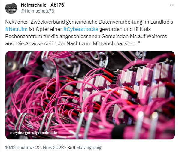 Cyberangriff auf Zweckverband gemeindliche Datenverarbeitung im Landkreis Neu-Ulm