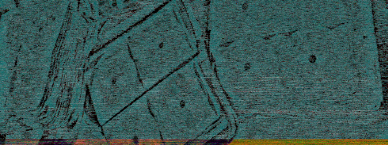 a datamoshed image of CD binders