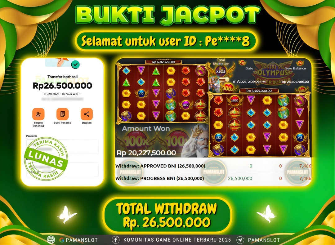 PAMANSLOT JACKPOT Game Gates of Olympus Super Scatter Rp.26,500,000- LUNAS