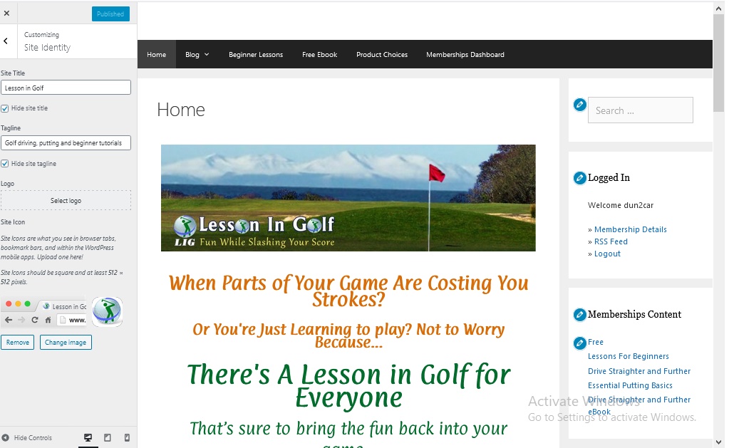 site title