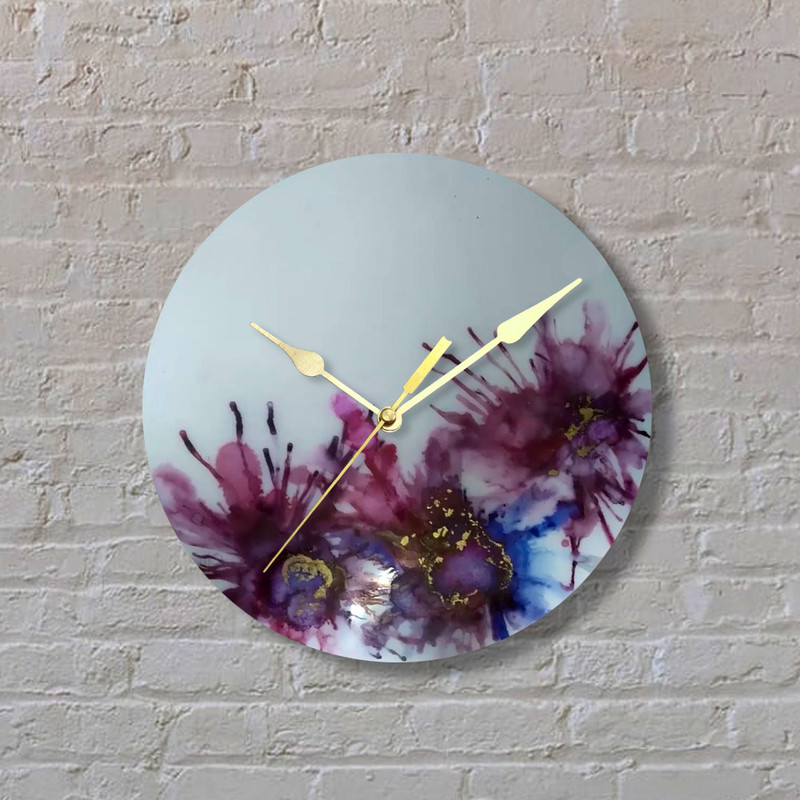 Alcohol Ink art on Acrylic Clock DIY Kit