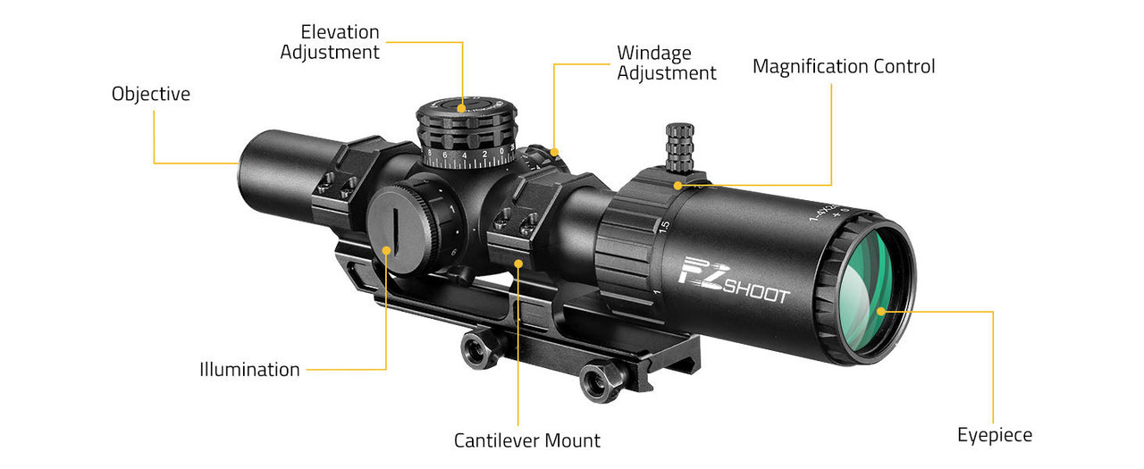EZSHOOT LPVO scope 30mm mount optic adjustment features