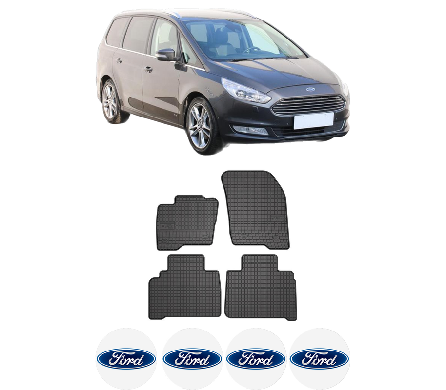 Set covorase presuri FORD GALAXY MK III VAN (CK) din 2019, auto, din cauciuc thermoplastic, 4 Stickere auto cu FORD