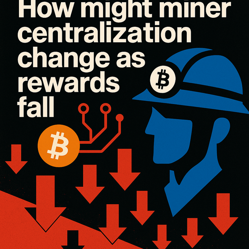 How might miner centralization change as rewards fall
