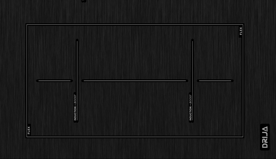 Estufa de inducción Drija Munich 76 con panel táctil y zonas de cocción flexibles.