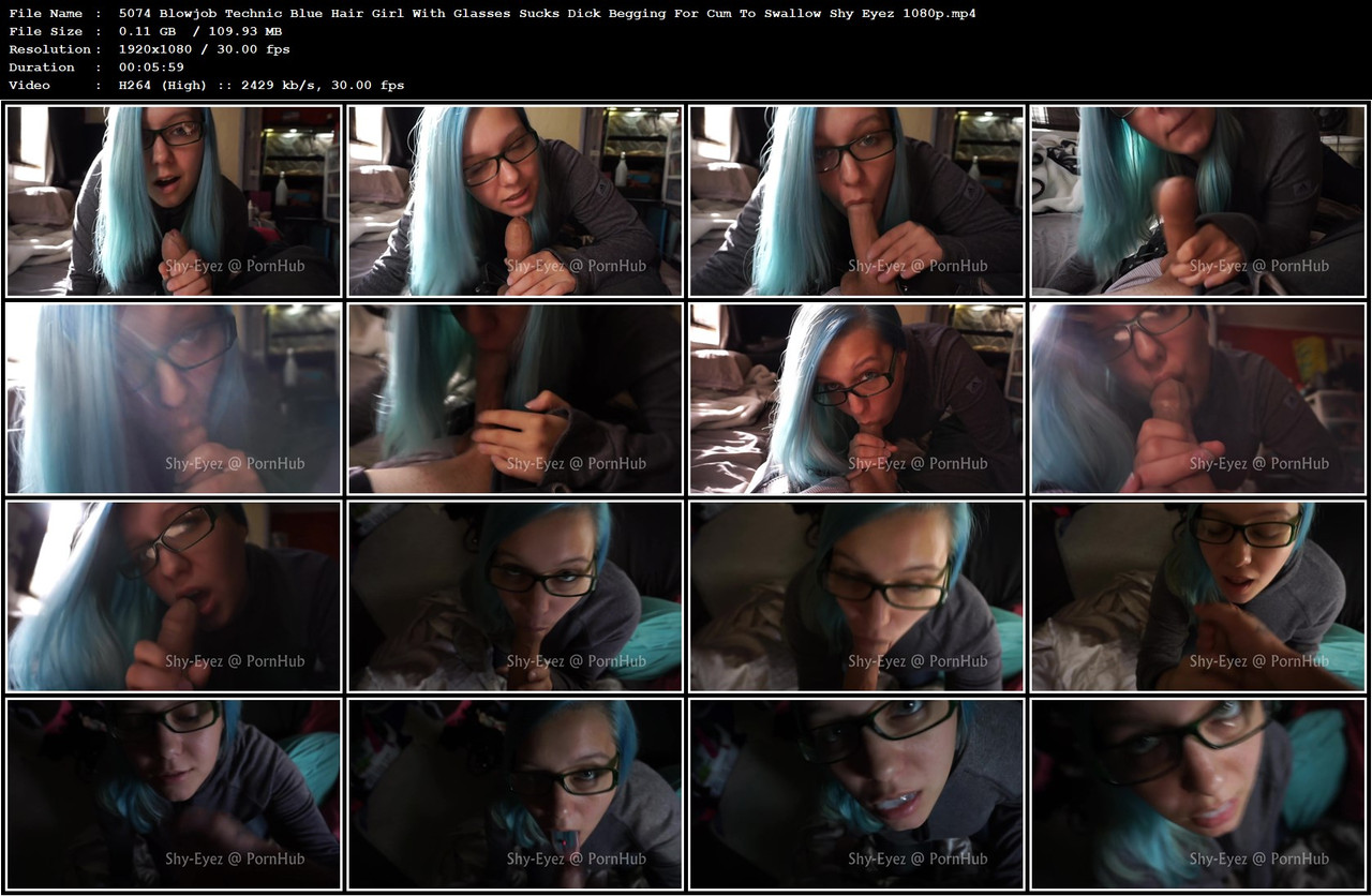 5074 Blowjob Technic Blue Hair Girl With Glasses Sucks Dick Begging For Cum To Swallow Shy Eyez 1080