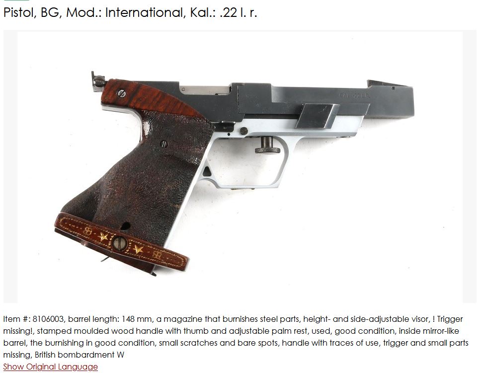 BG international. What is it? Pre- Britarms pistol? Lot-art