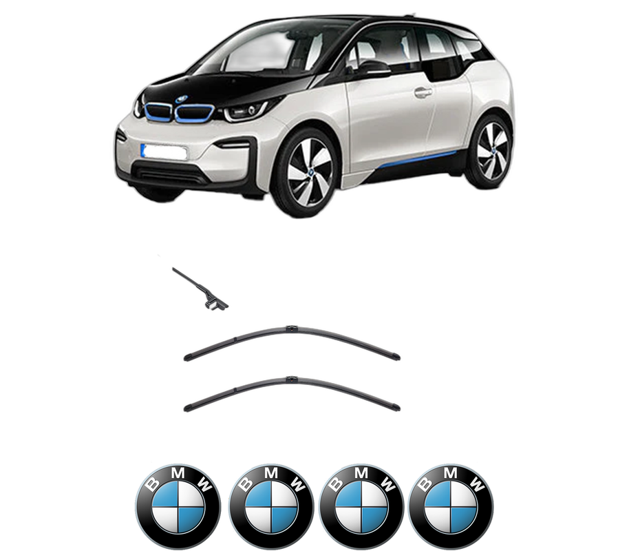 Set stergatoare auto BMW Seria i3 (I01) din 2013-2017, pentru parbriz auto, 2 bucati, Valeo Silencio, din cauciuc siliconat rezistent, 4 Stickere Auto BMW Seria