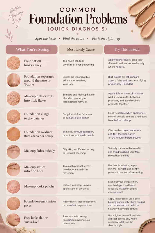 common foundation problems and there solution to avoid cakey makeup 