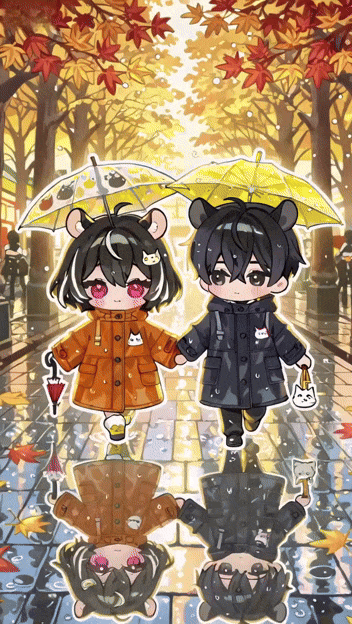 场景7：街头漫步 - 雨后的「共撑一把伞」