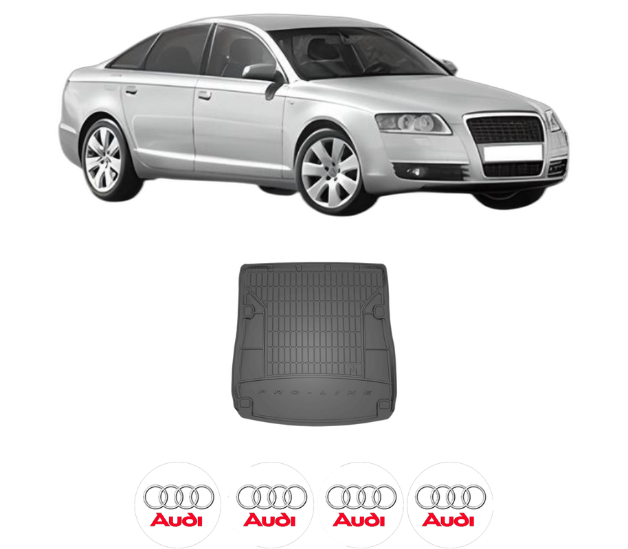 Tavita Portbagaj AUDI A6 C6 (4F2) din 2004-2011, Protectie Portbagaj Auto, 4x Stickere auto cu AUDI