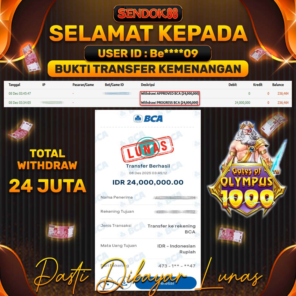 SENDOK88 JEPE! GATES OF OLYMPUS 1000 Rp 24.000.000,- LUNAS!