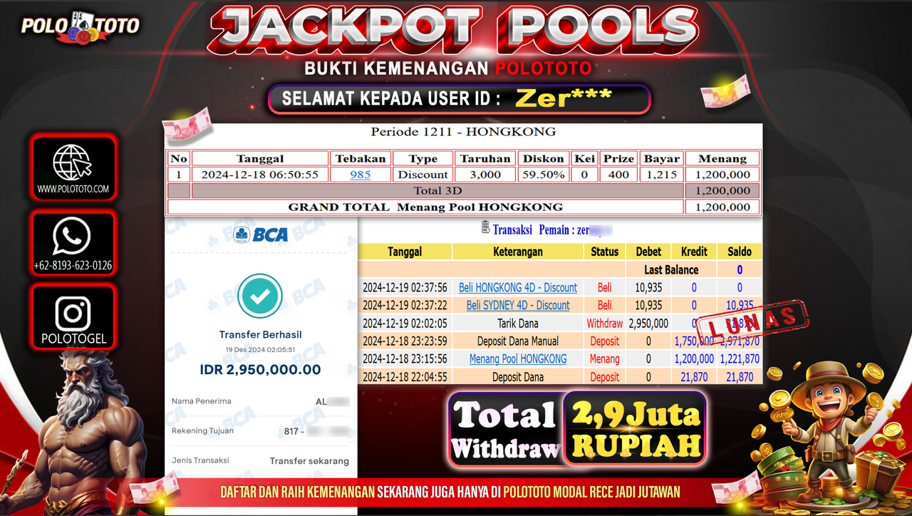 POLOTOTO JACKPOT TOGEL PASARAN HONGKONG Rp.2,950.000,-