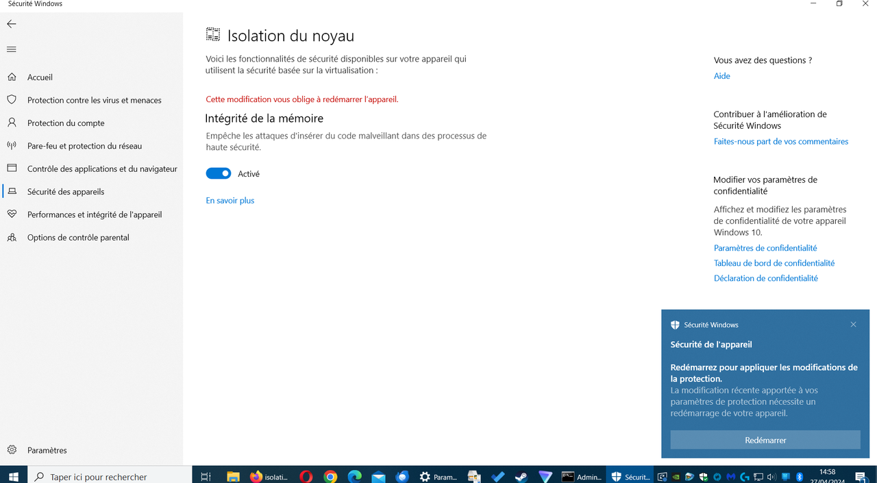 ISOLATION DU NOYAU ACTIVE