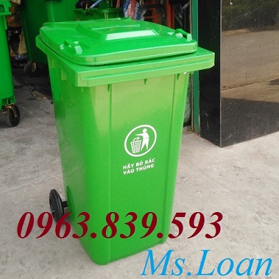 Thùng rác 240l màu xanh lá, giá thùng rác công cộng 240L rẻ / 0963.839.593 Ms.Loan Gia-thung-rac-nhua-240-binh-duong