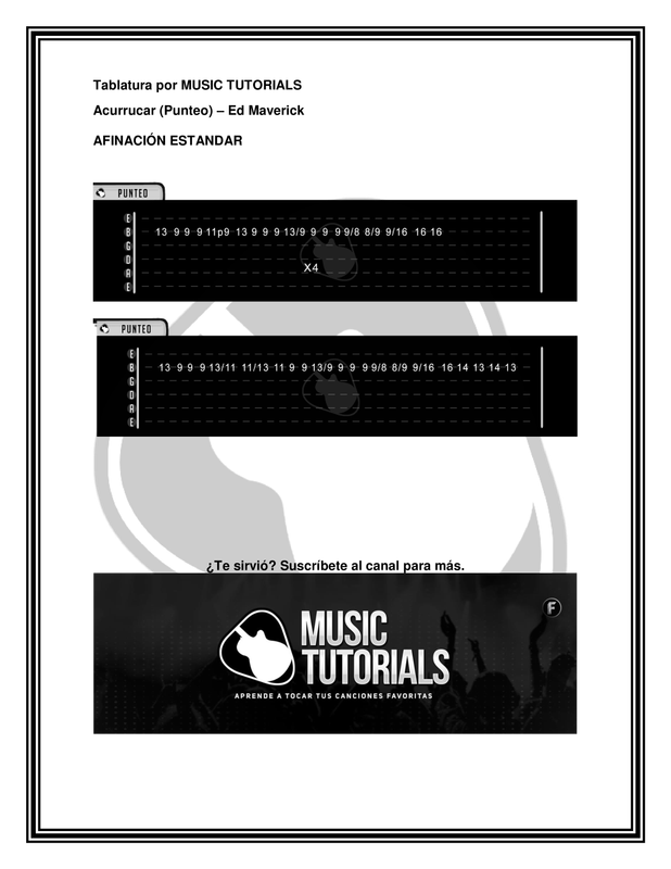 Tablatura (Punteo) Acurrucar Ed Maverick by MUSICTUTORIALS