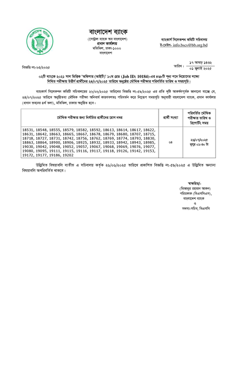 Combined 2 Bank Officer (IT) Revised Viva Date 2025 PDF