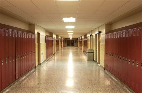 School Hallway Red Lockers