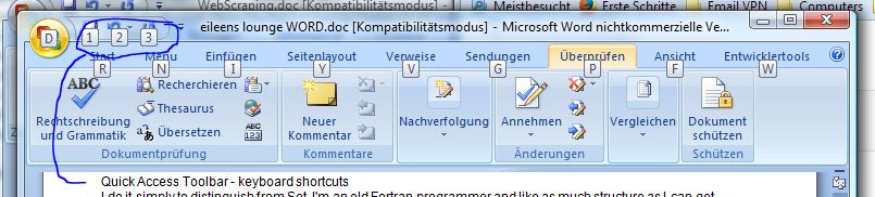 QAT keyboard number shortcuts ( and Letter shortcuts )