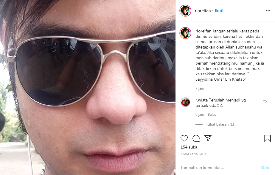 Rio Reifan mengunggah kutipan tentang jodoh
