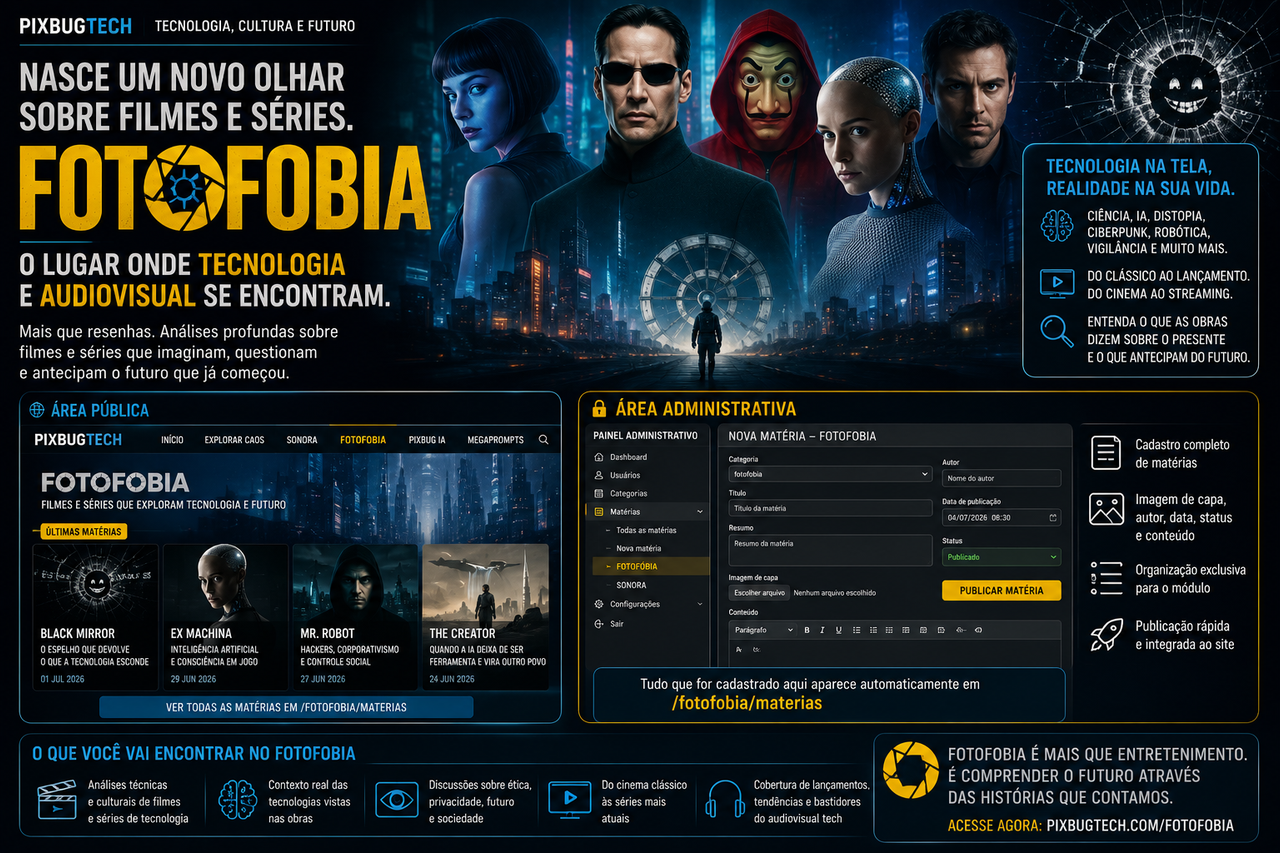 FOTOFOBIA estreia na PixBugTech para discutir filmes, séries e o futuro da tecnologia