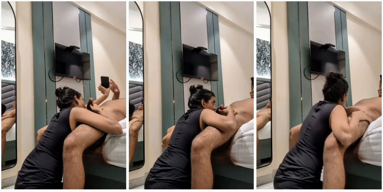 Horney couple wify giving full blowjob sucking nude video