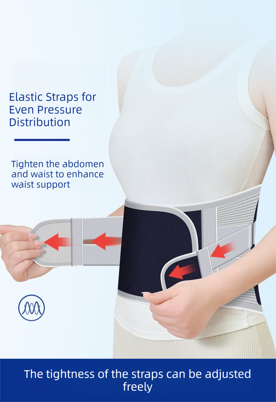 Size L Grey Wide Breathable Lumbar Support Belt – Adjustable Back Brace for Pain Relief & Posture Correction
