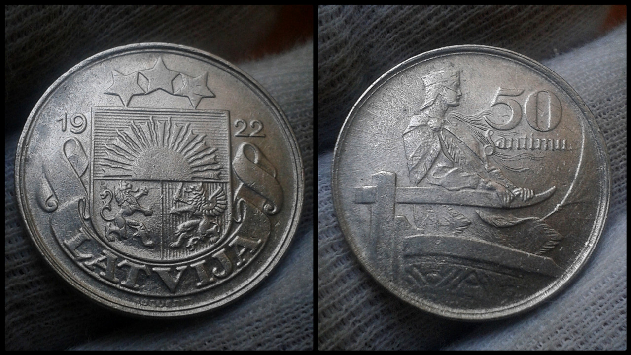 50 Santimu de 1922. República de Letonia. Polish-20210123-200436434