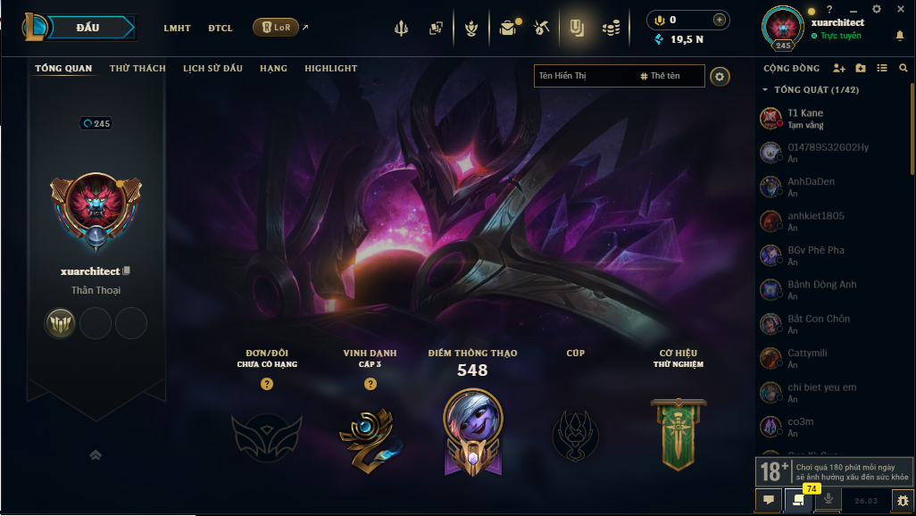 Acc LMHT # - Không Khung