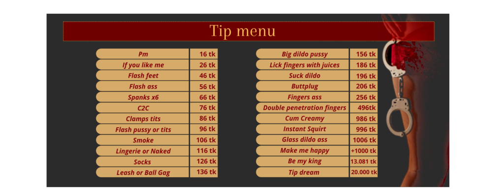 Myfreecams Tip Menu