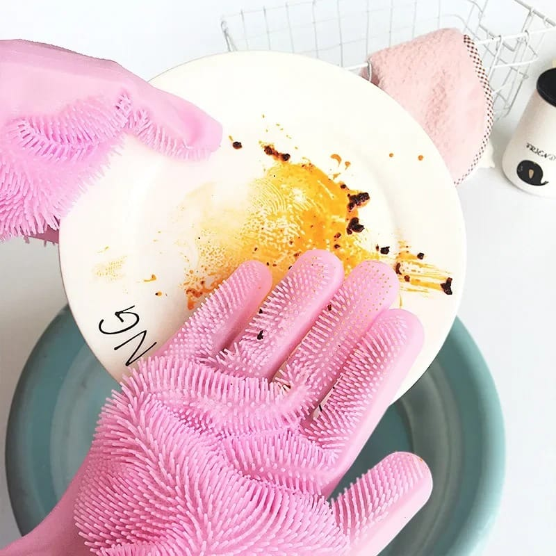 Silicone Washing Gloves – Reusable Dishwashing & Multi-Purpose Cleaning Gloves with Scrubber