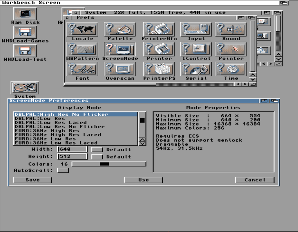 Workbench mit DLPAL Hires No Flicker Monitor Treiber