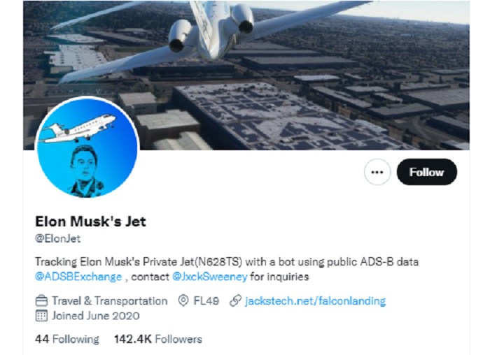 Jack Sweeny itu banyak mengunggah hasil lacakan jet pribadi Elon melalui akun Twiter @Elonjet.