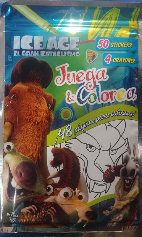 SOBRE CON CRAYONES Y STCKERS JUEGA Y COLOREA ERA DEL HIELO