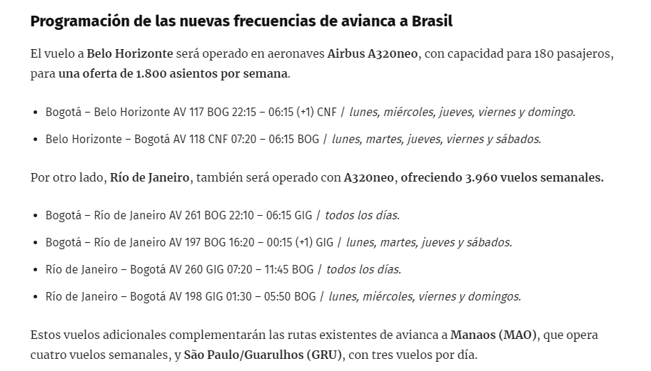 Avianca incrementa frecuencia de vuelos a Bolivia, Brasil, - Foro Aviones, Aeropuertos y Líneas Aéreas