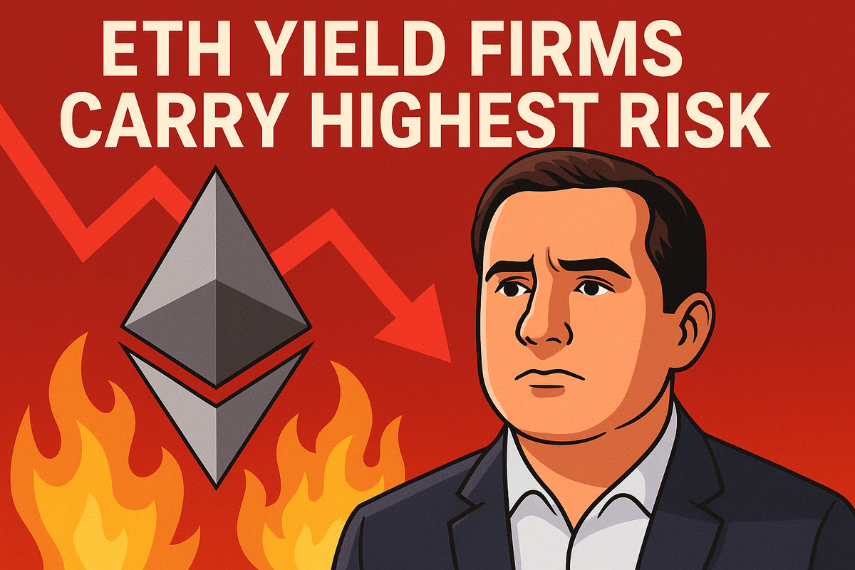 Firms chasing ETH yields carry highest risk, according to Sharplink Gaming’s CEO.