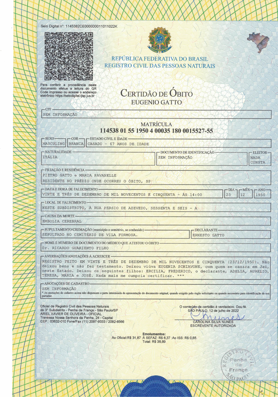 certidão óbito eugenio