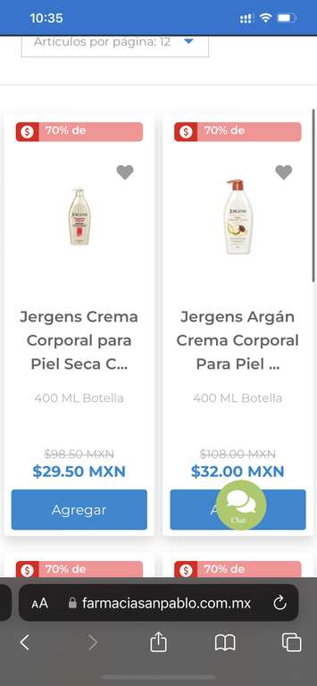 Farmacias San Pablo: Crema Jergens 70% de descuento para que no tengan los codos rasposos