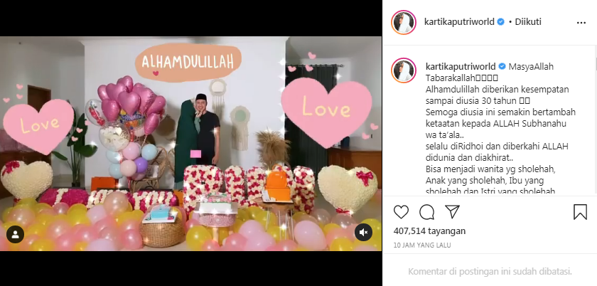 Kartika Putri unggah potret bahagianya di hari ulang tahun