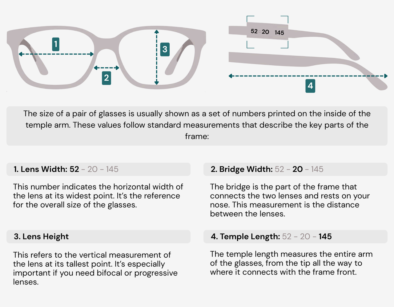 Eyewear size guide