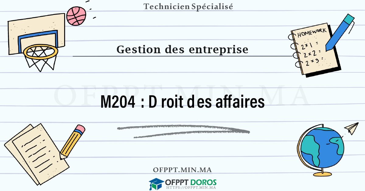 Sommaire détaillé du cours Droit des affaires M204 OFPPT - Structure du module