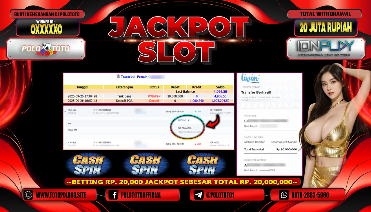 POLOTOTO JACKPOT SLOT CASH SPIN Rp.20.000.000,- LUNAS