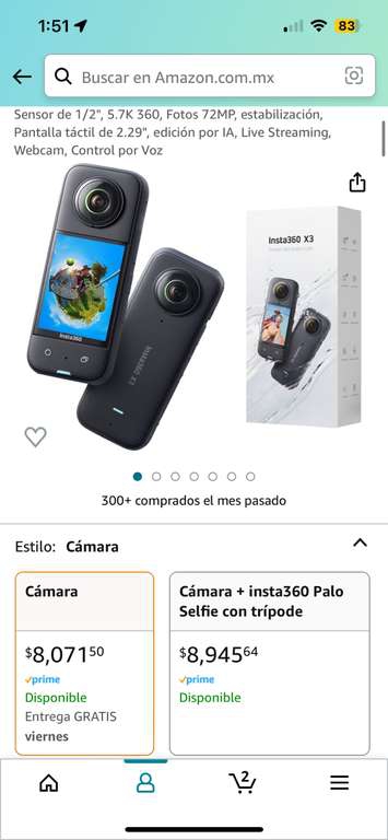 Amazon: Insta 360 X3+ Selfie Stick